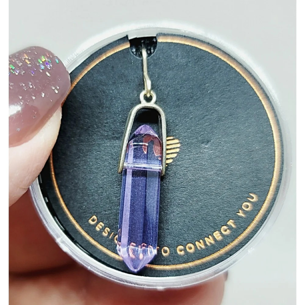 Alex and Ani Lavender Glass Pendant New in Box .925 Silver